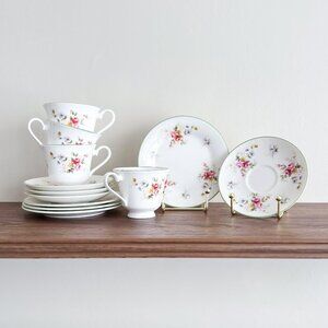 Royal Vale Tea Set – Vintage English Bone China – Pink Floral – 12 Piece Set